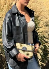 Sofia Rattan Crossbody - Black -