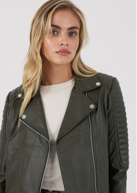 Barnabas Leather Jacket - Olive Green
