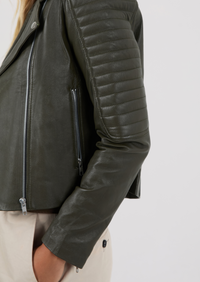 Barnabas Leather Jacket - Olive Green