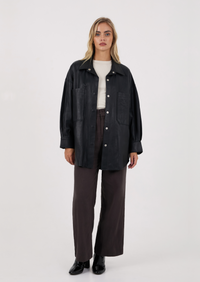 Cleo Leather Shirt - Black