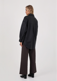 Cleo Leather Shirt - Black