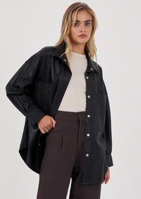 Cleo Leather Shirt - Black