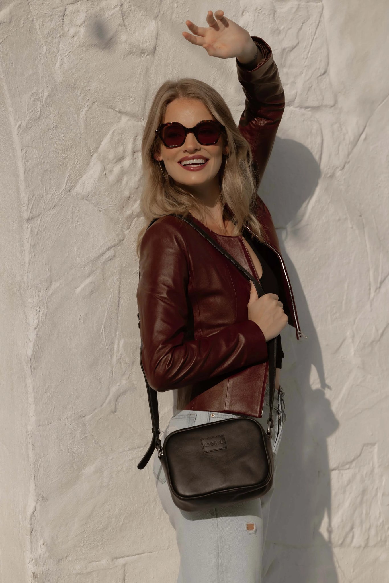 Amara leather satchel sale