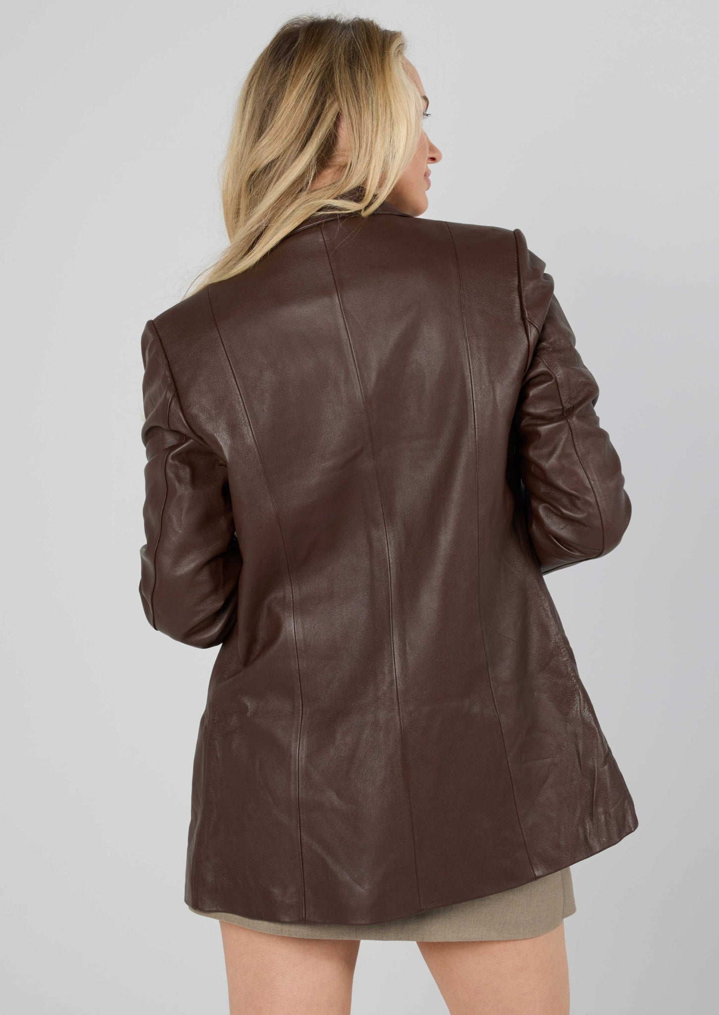 Ava Leather Blazer - Chocolate