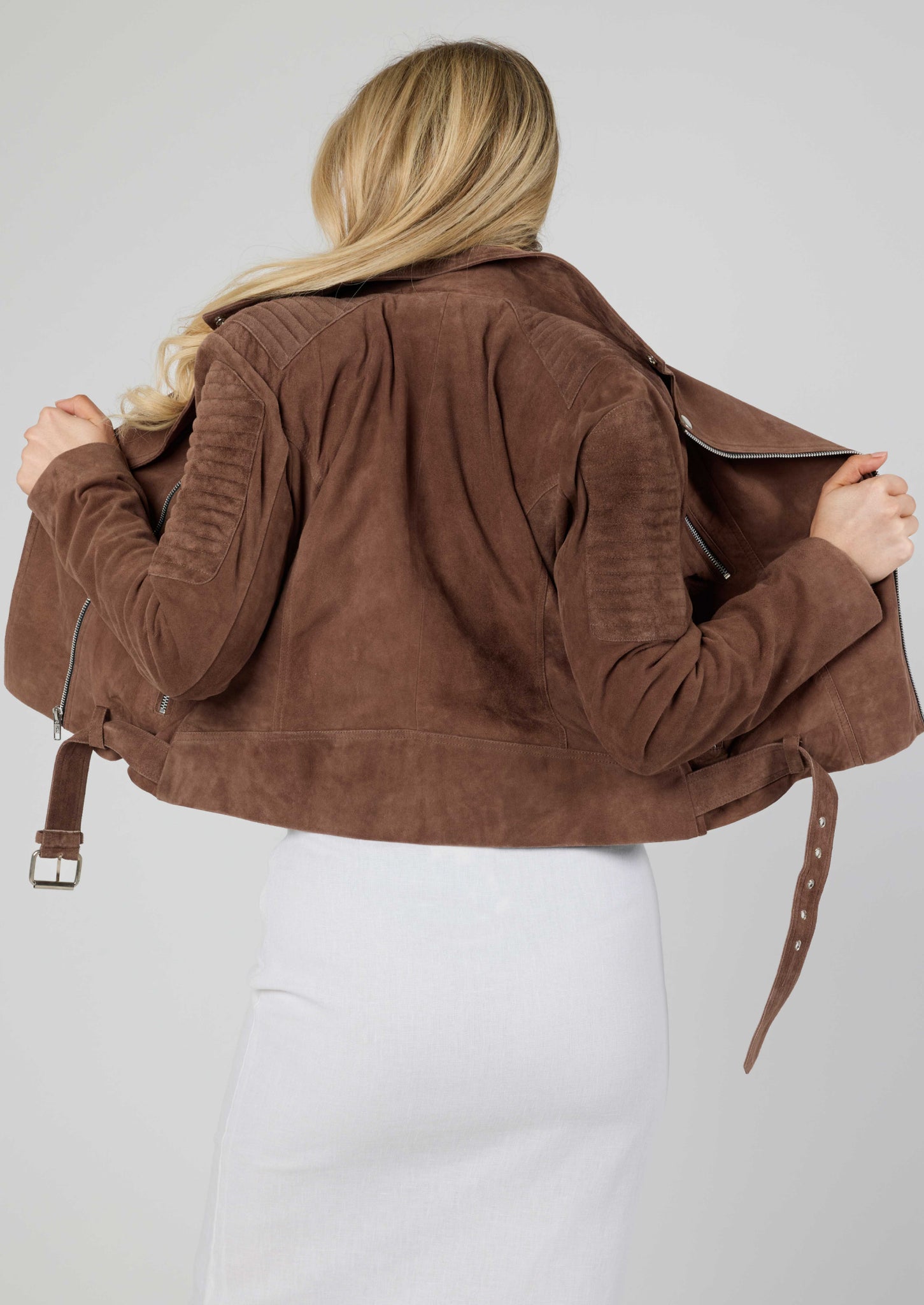 Junia Suede Leather Jacket - Tan