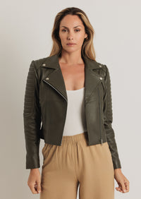 Barnabas Leather Jacket - Olive Green