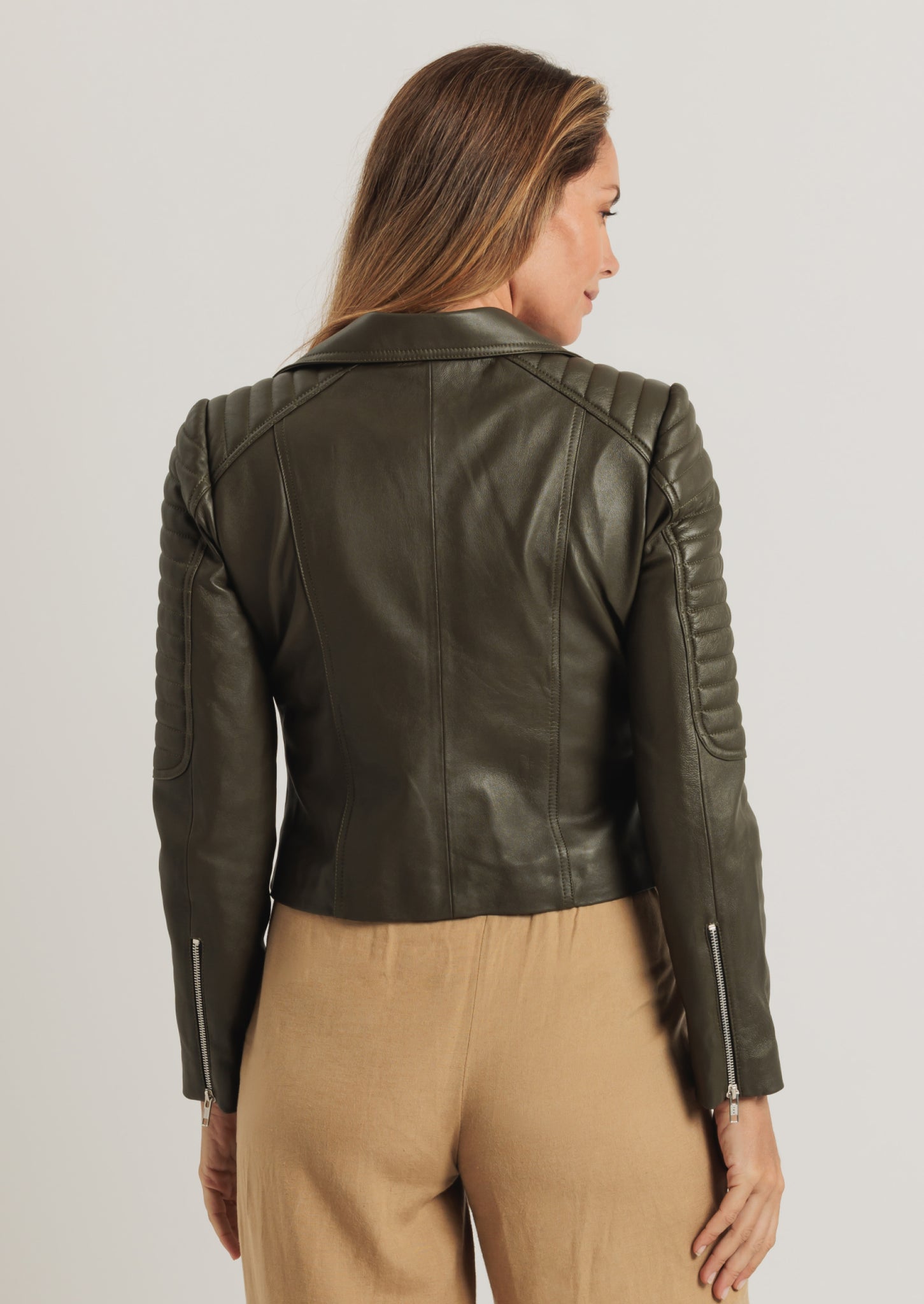 Barnabas Leather Jacket - Olive Green