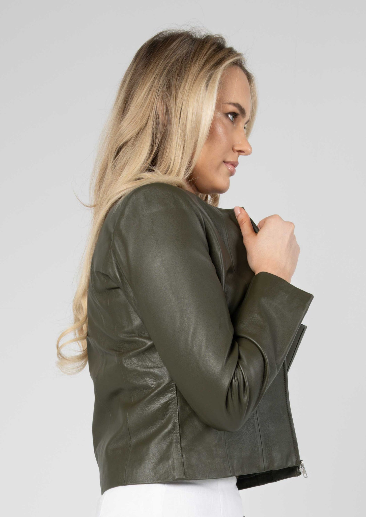 Apollo Leather Jacket - Olive Green