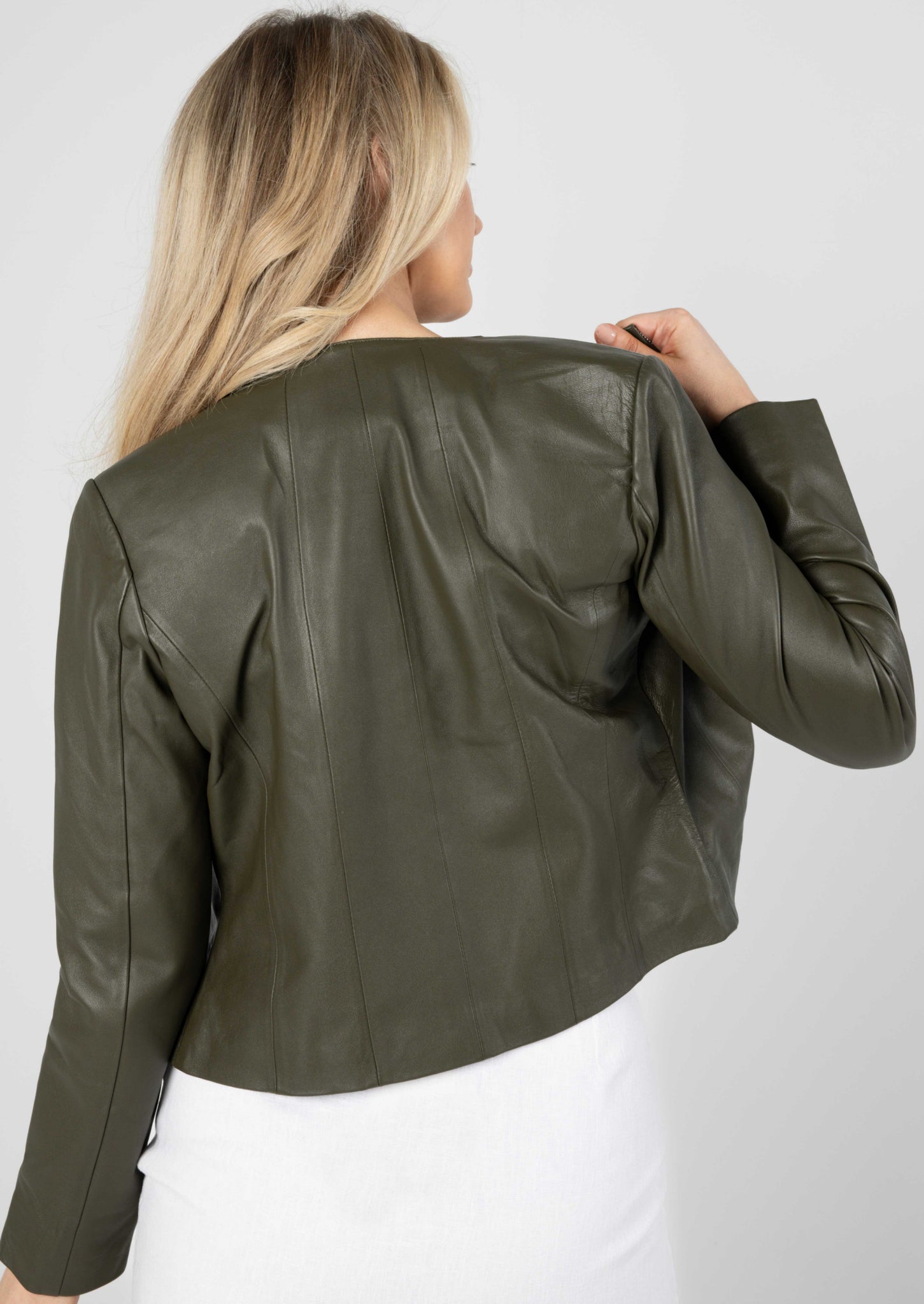 Apollo Leather Jacket - Olive Green