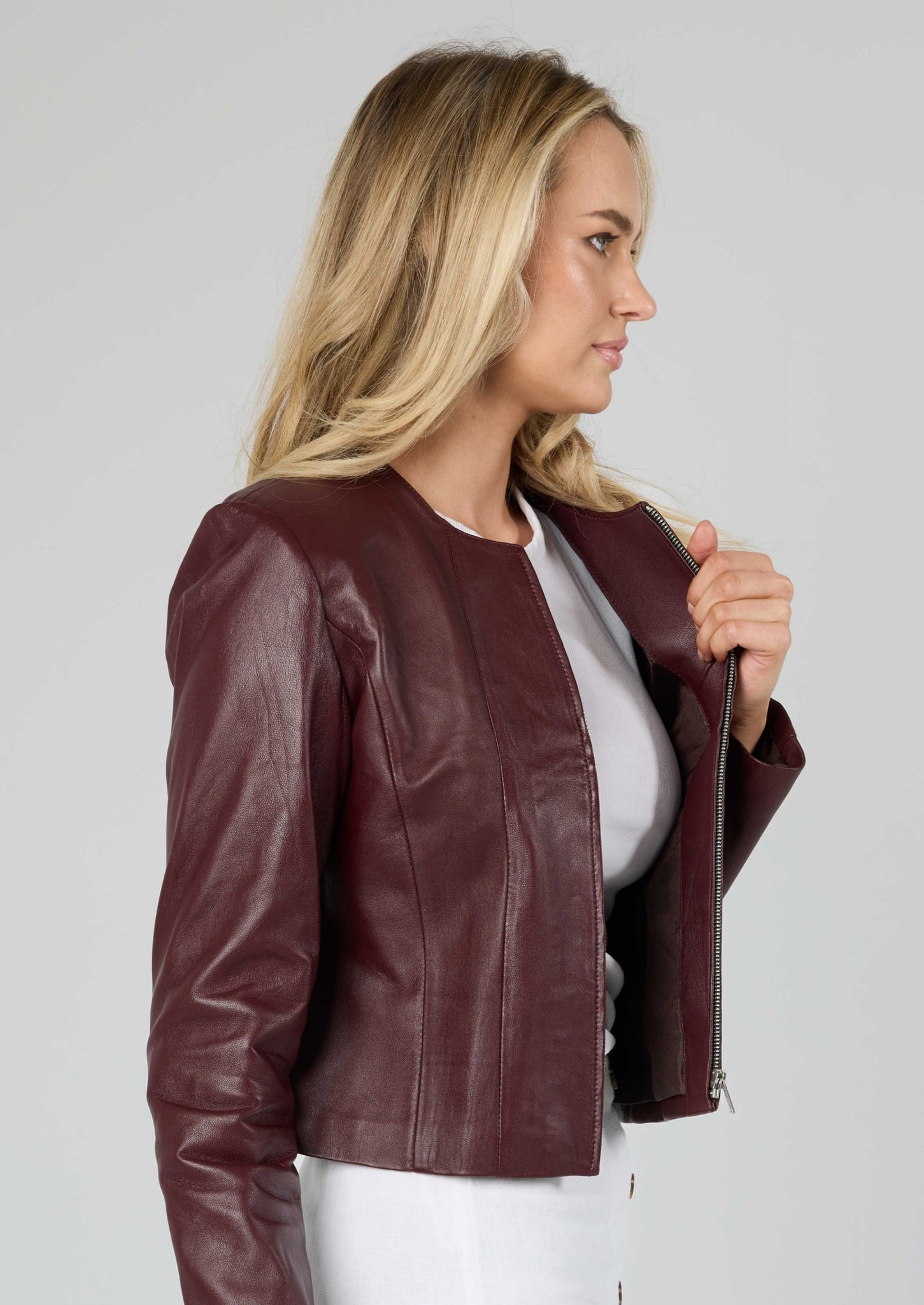 Apollo Leather Jacket - Burgundy