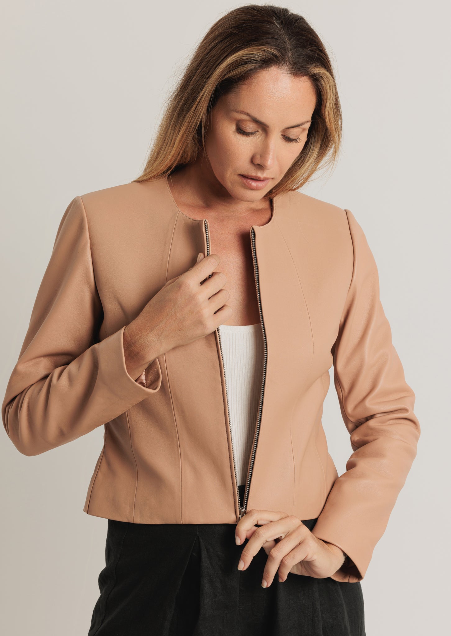 Apollo Leather Jacket - Nude