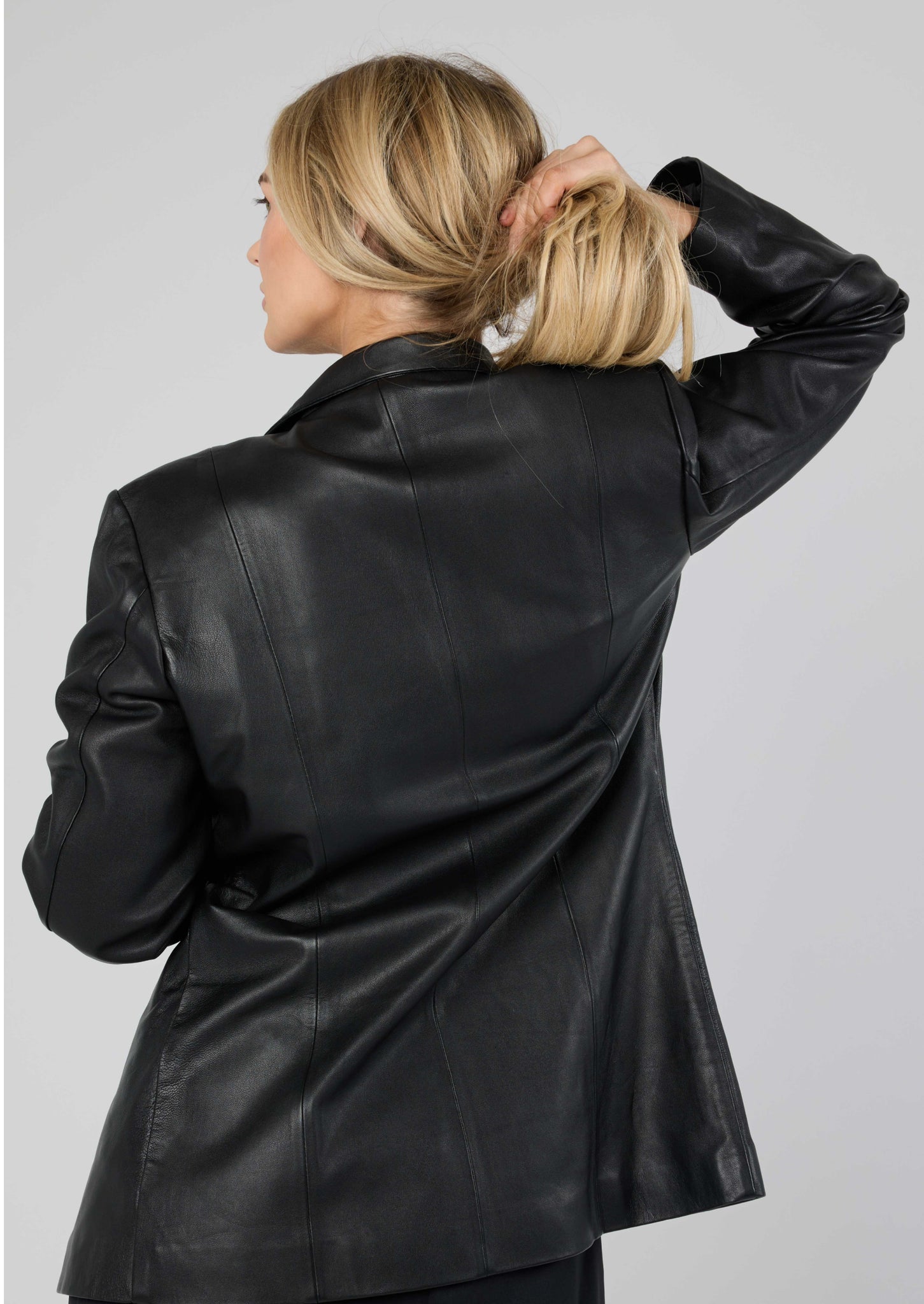 Ava Leather Blazer - Black