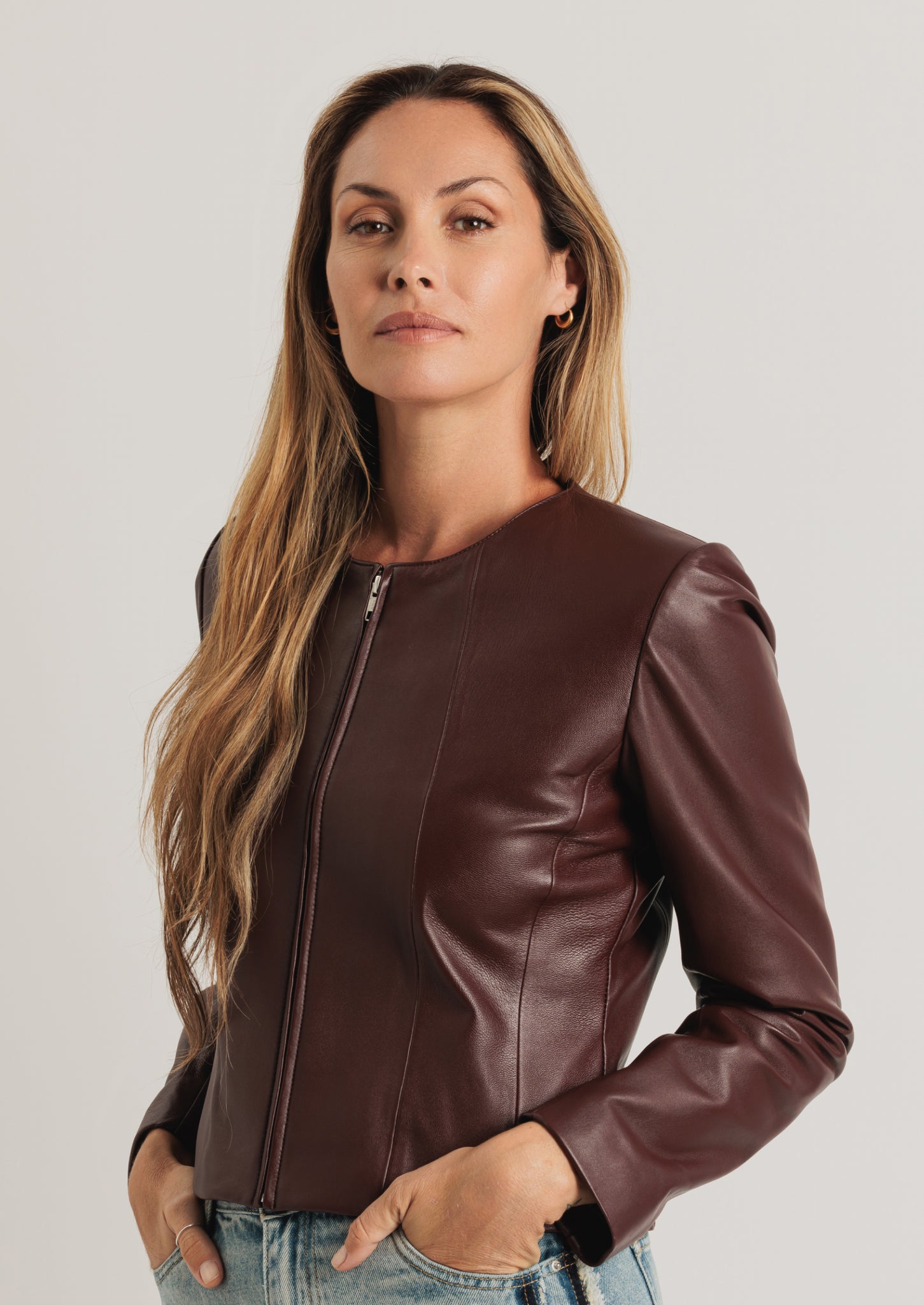 Apollo Leather Jacket - Burgundy