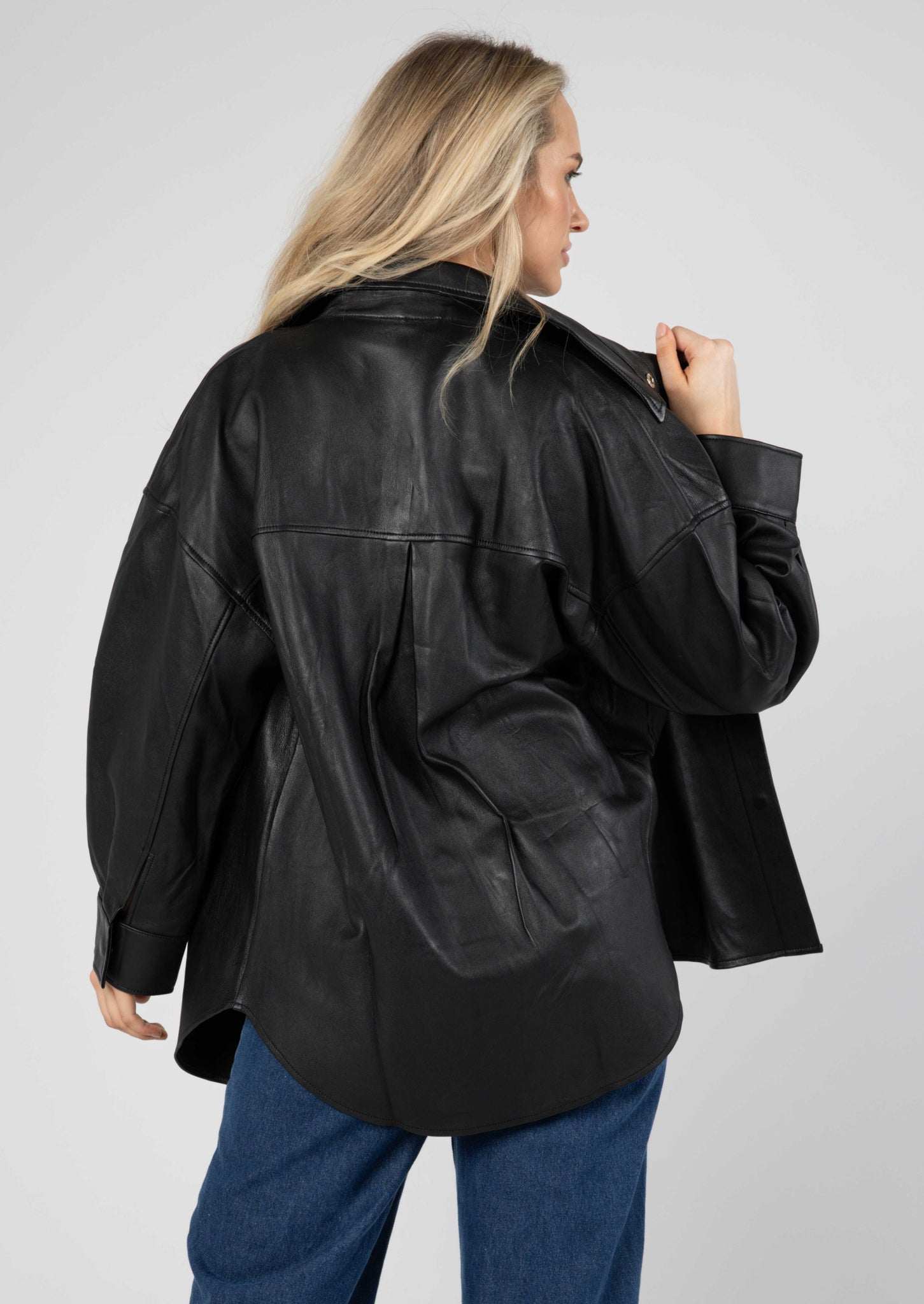 Cleo Leather Shirt - Black