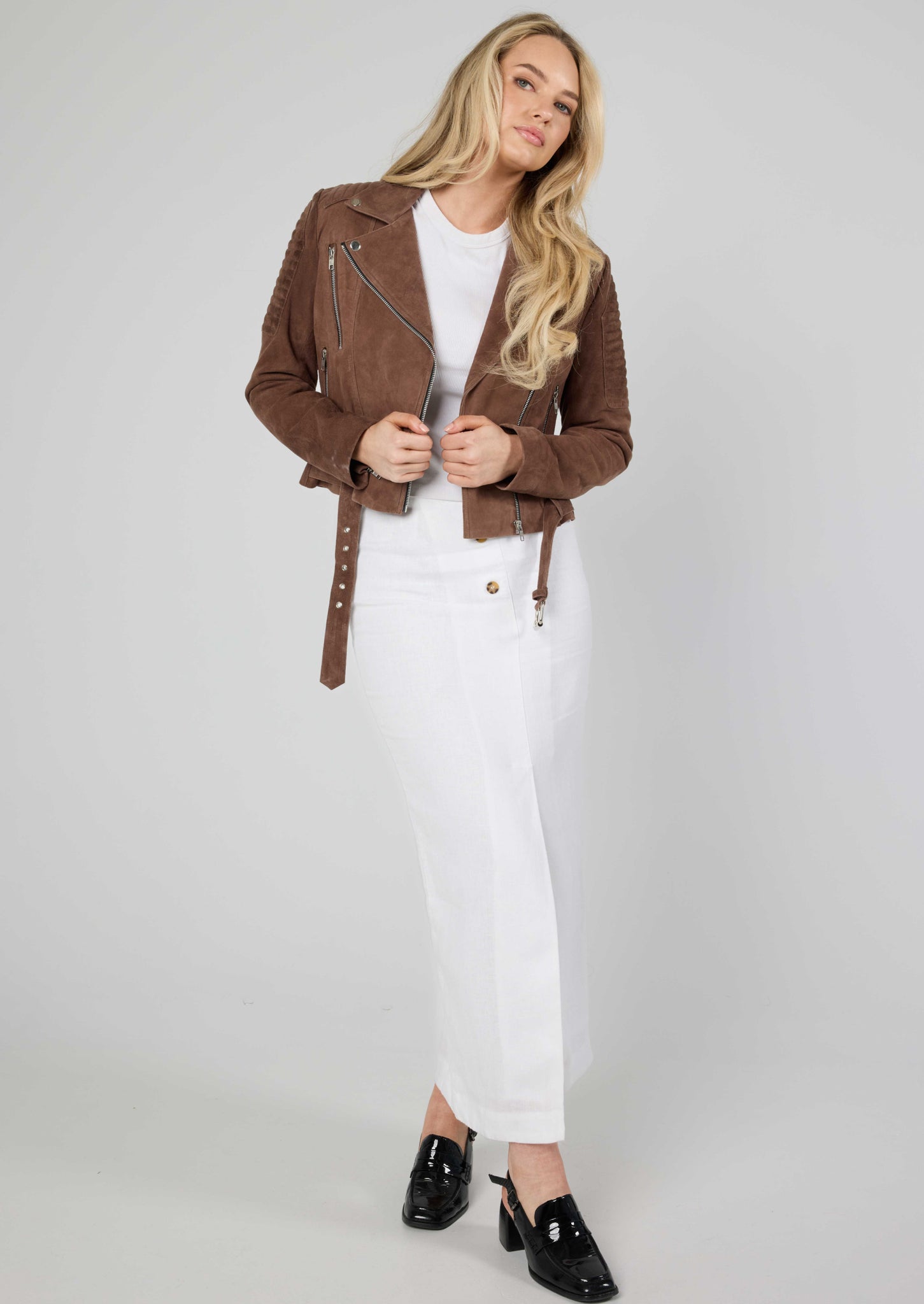 Junia Suede Leather Jacket - Tan