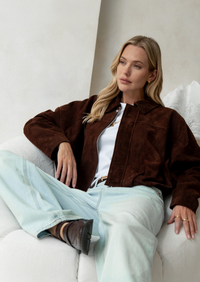 Apostl women’s brown suede bomber jacket in Australia