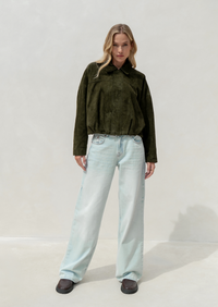 Apostl women’s olive green suede bomber jacket in Australia