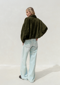 Apostl women’s olive green suede bomber jacket in Australia