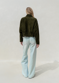 Apostl women’s olive green suede bomber jacket in Australia