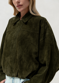 Apostl women’s olive green suede bomber jacket in Australia