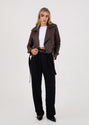 womens belt jacket chocolate