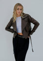 womens belt jacket chocolate