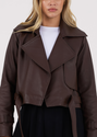 womens belt jacket chocolate