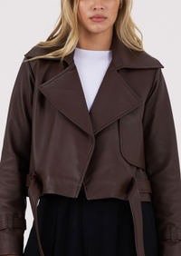 womens belt jacket chocolate