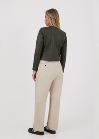 Apollo Leather Jacket - Olive Green