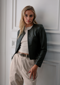 Apollo Leather Jacket - Olive Green