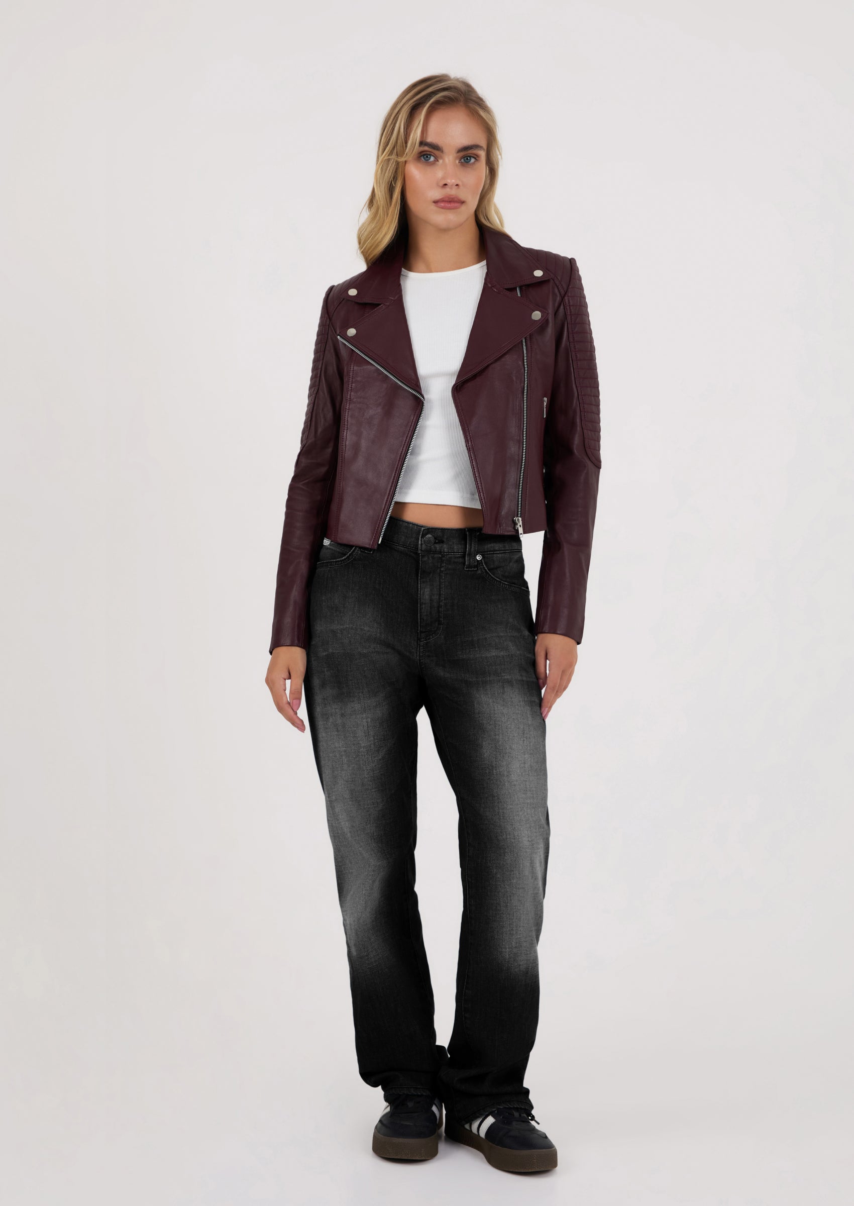Burgundy Leather Jacket Maroon Jacket Women's Maroon Leather