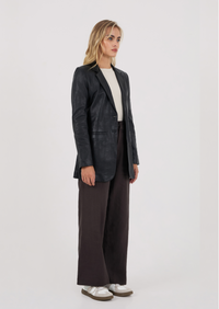 Ava Leather Blazer - Black