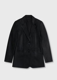 Ava Leather Blazer - Black