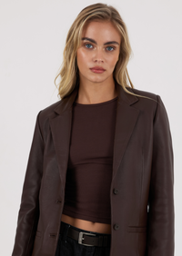 Ava Leather Blazer - Chocolate