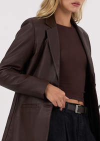 Ava Leather Blazer - Chocolate