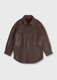 Cleo Leather Shirt - Chocolate