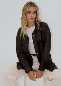 Cleo Leather Shirt - Chocolate