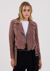Junia Suede Leather Jacket - Tan