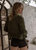 Junia Suede Leather Jacket - Olive Green -