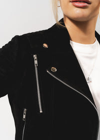 Junia Suede Leather Jacket - Black -