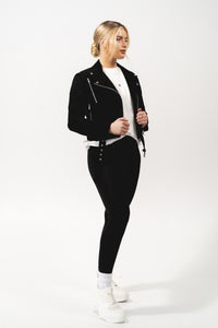 Junia Suede Leather Jacket - Black -