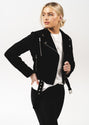 Junia Suede Leather Jacket - Black - Black