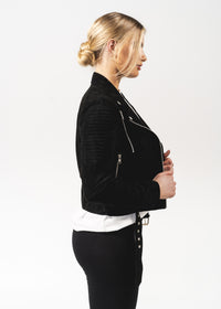 Junia Suede Leather Jacket - Black -